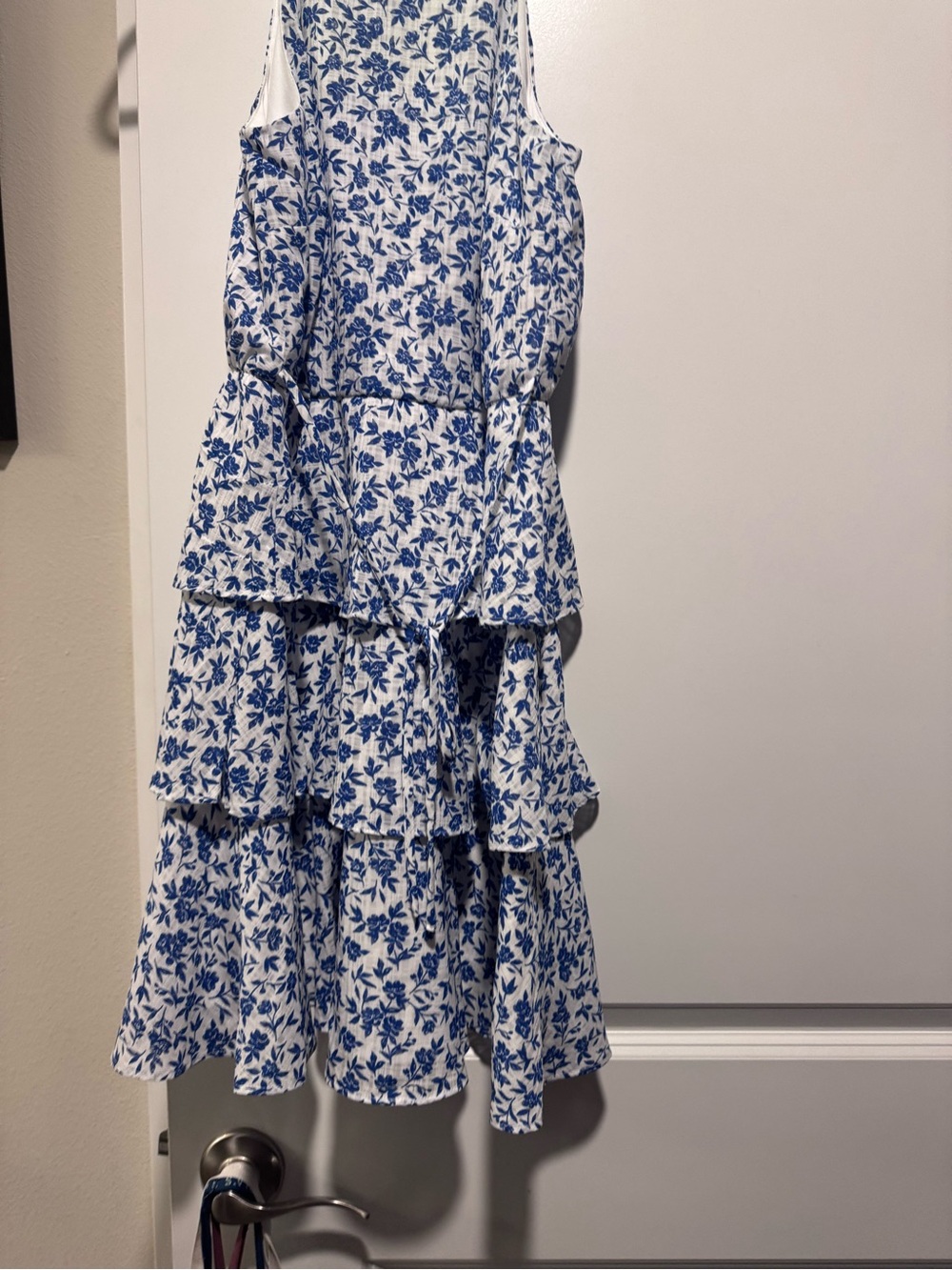 Blue Floral Tiered Dress